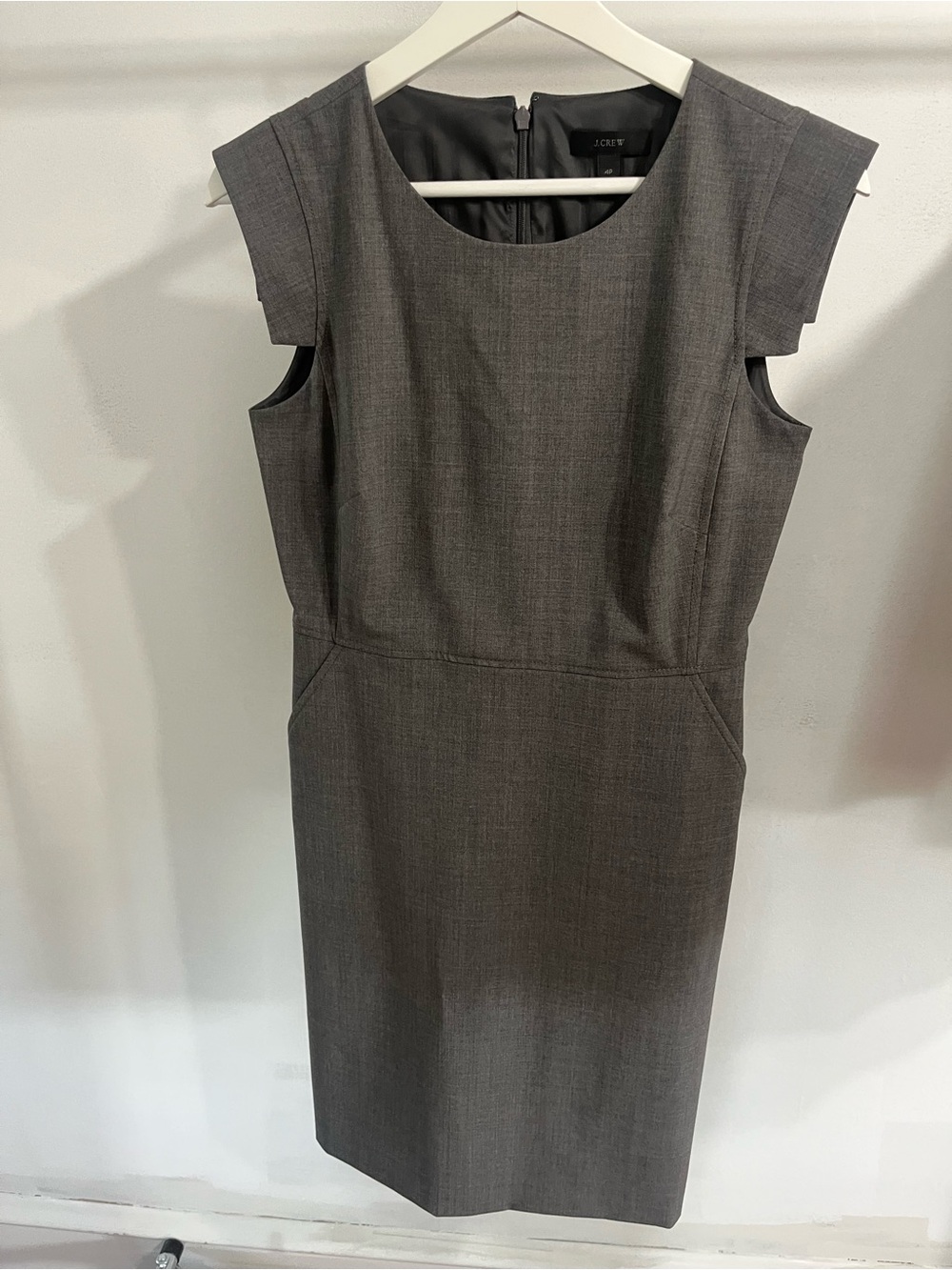 J. Crew Gray Cap-Sleeve Resume Dress
